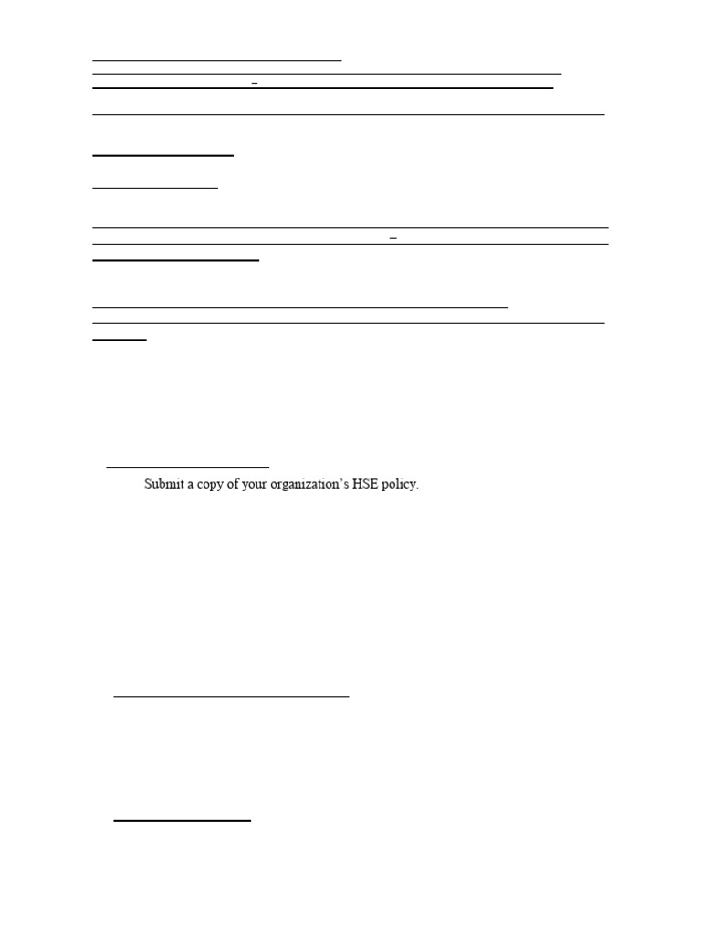 HSE Management System Questionnaire for Tender | PDF | Occupational ...