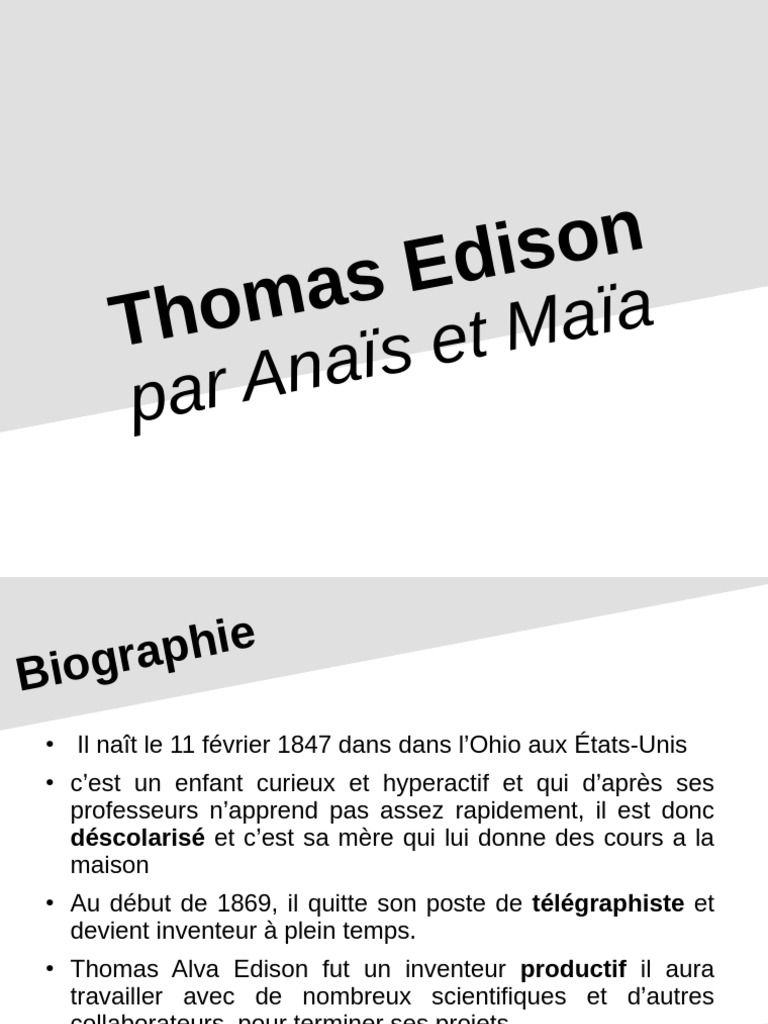 Biographie de Thomas Edison | PDF