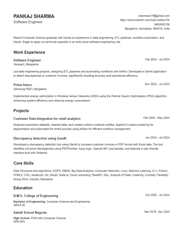Entry-Level Software Engineer Profile | PDF | Information Technology ...