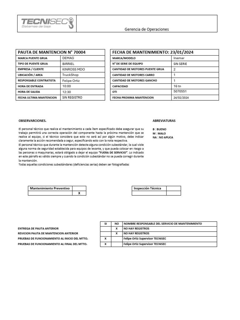 Pauta Mtto Preventivo 70004 Truckshop 16tn | PDF | Máquinas | Bienes ...