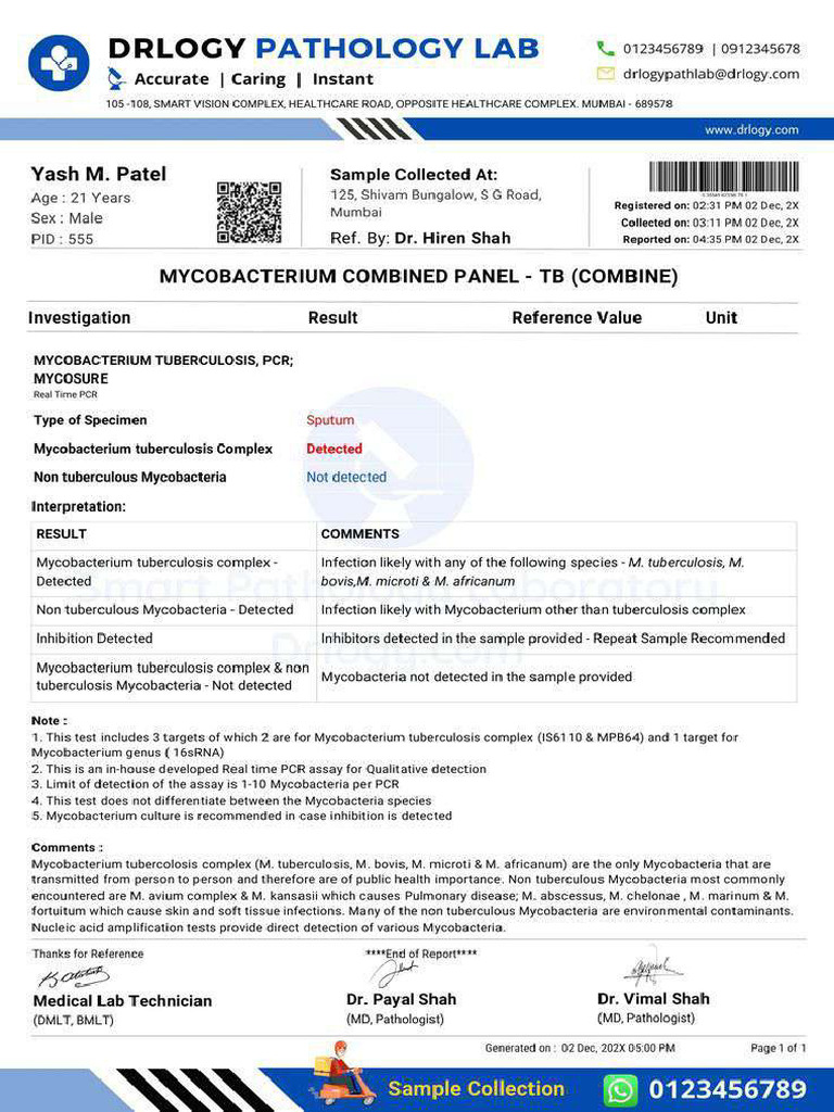 Myco-Panel Test Report Format - PDF, Sample Template & Example - Drlogy ...