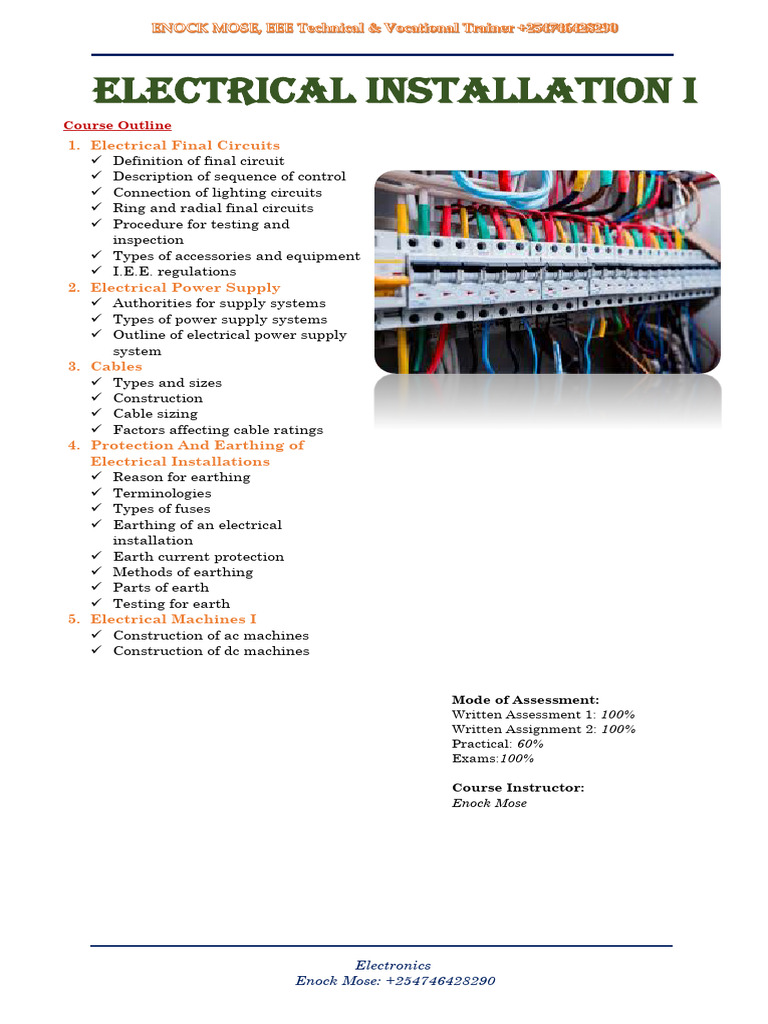 Electrical Installation Course Overview | PDF | Ac Power Plugs And ...