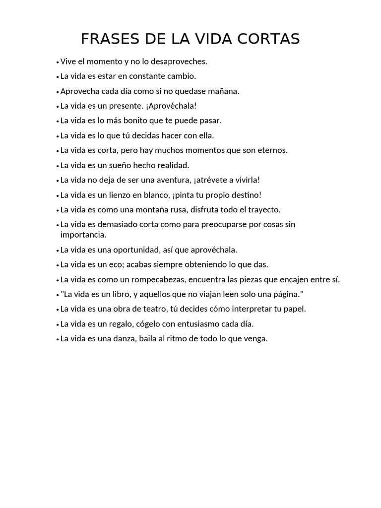 Frases de La Vida Cortas | PDF, image size:768x1024