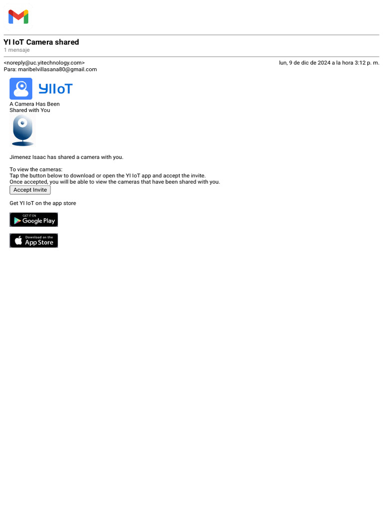 Gmail - YI IoT Camera Shared | PDF