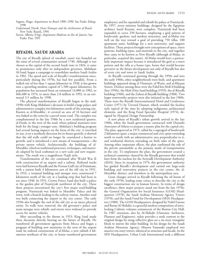 The Transformation of Riyadh from Walled City to Modern Capital: A ...
