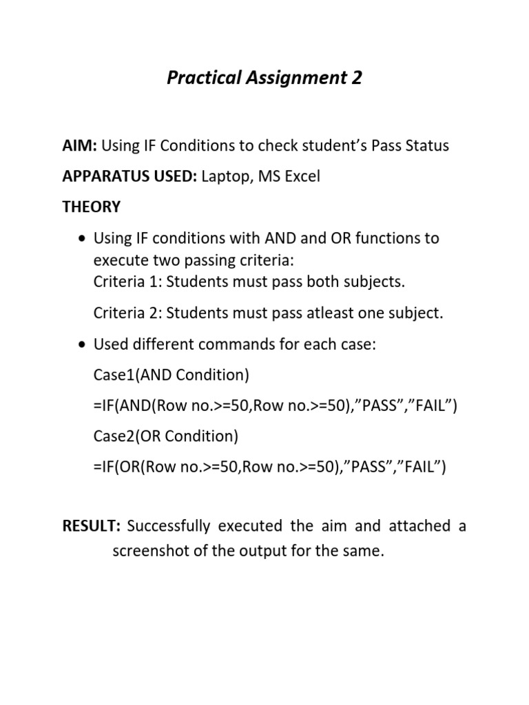 IF Conditions for Student Pass Status | PDF