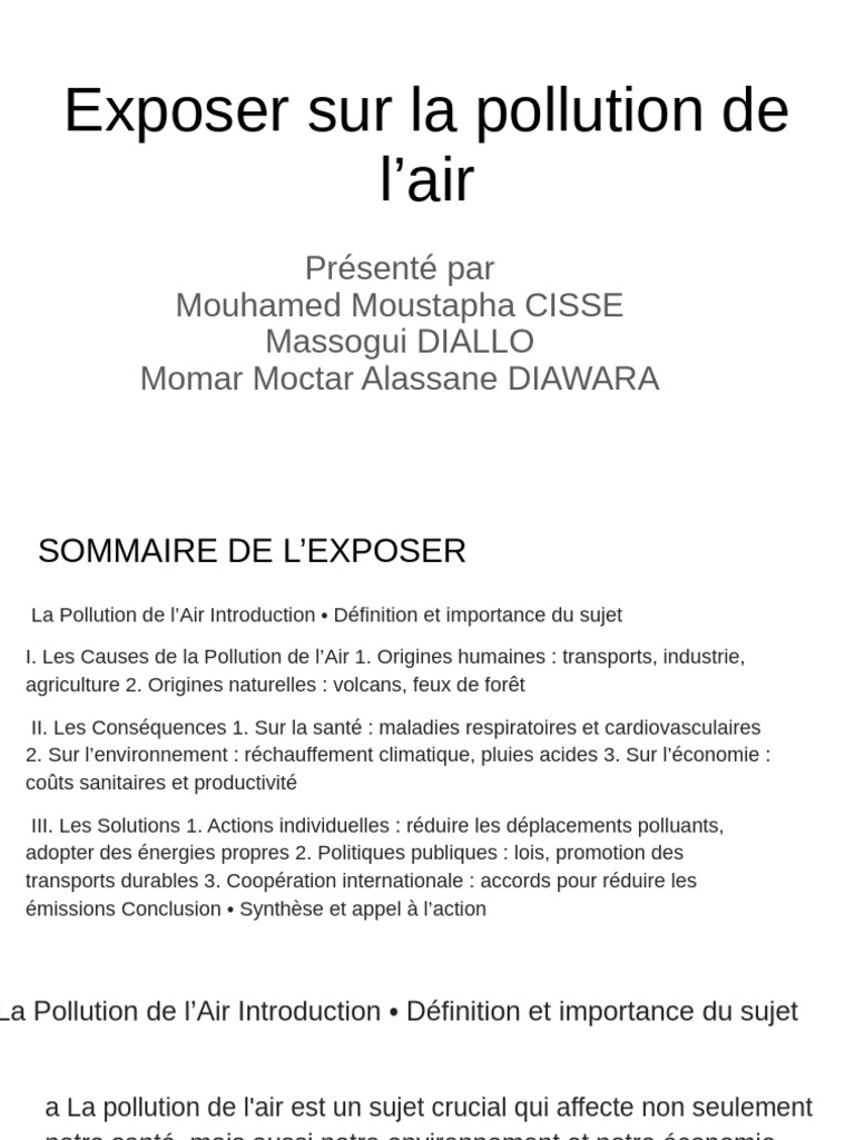 Exposé sur la Pollution de l'Air | PDF | Pollution de l'air | la pollution