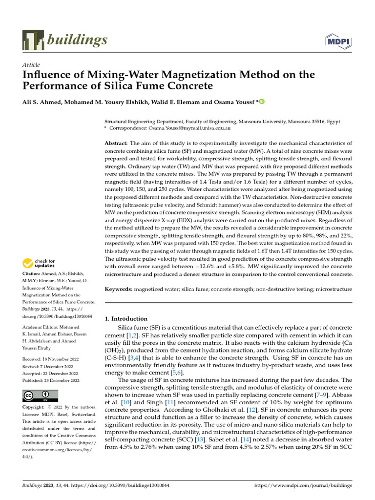 Influence of Mixing-Water Magnetization Method On The | PDF | Concrete ...
