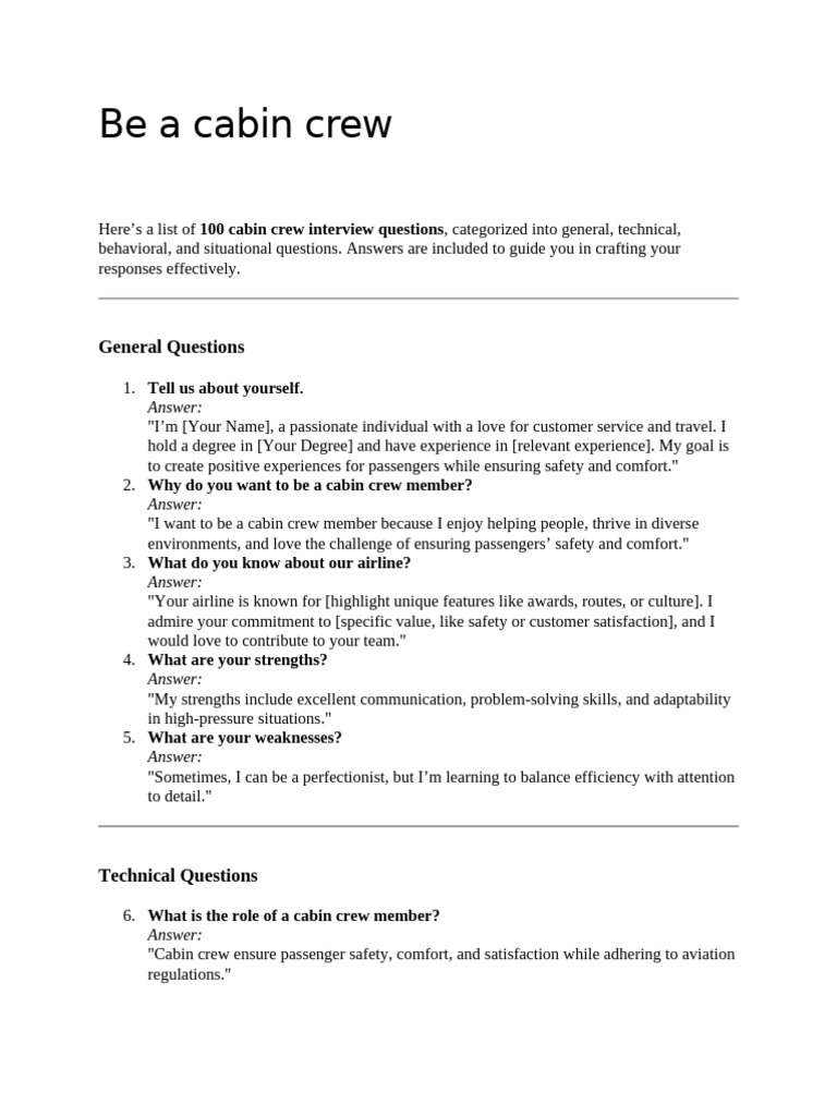 Essential Cabin Crew Interview Guide | PDF | Body Language | Nonverbal ...
