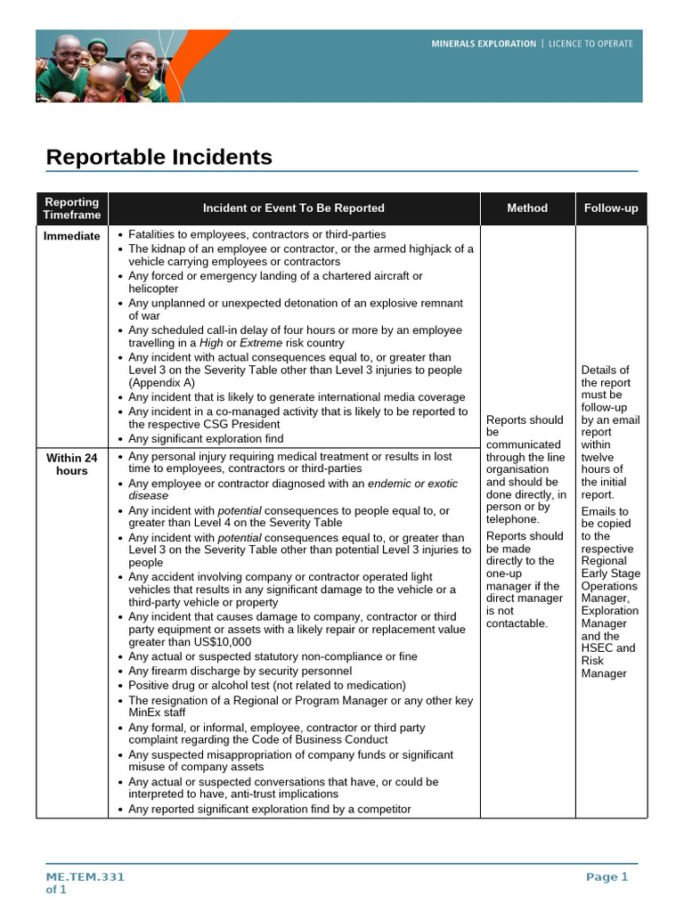 Reportable Incident Reporting Guidelines | PDF
