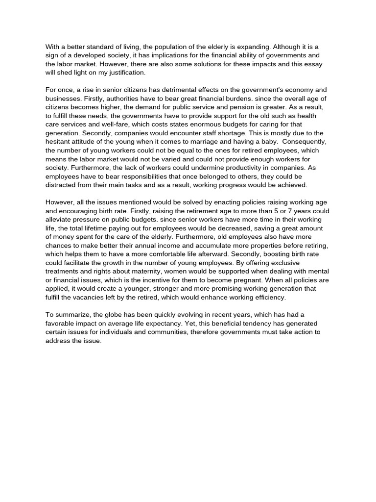 Problems and Solutions For Aging Population | PDF | Employment | Labour ...