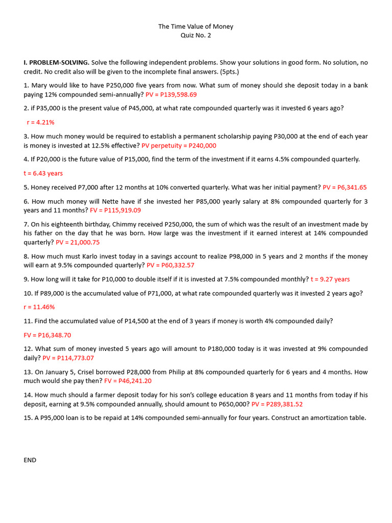 TVM Q2 Answers | PDF | Present Value | Time Value Of Money
