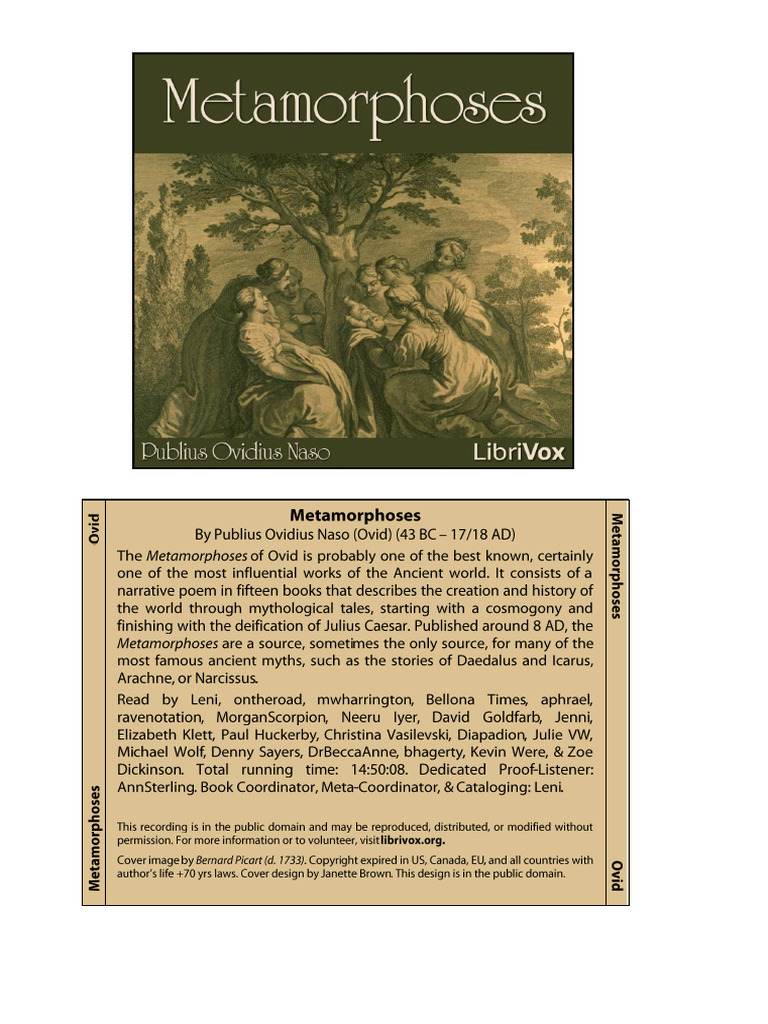 Ovid's Metamorphoses: Myths & History | PDF