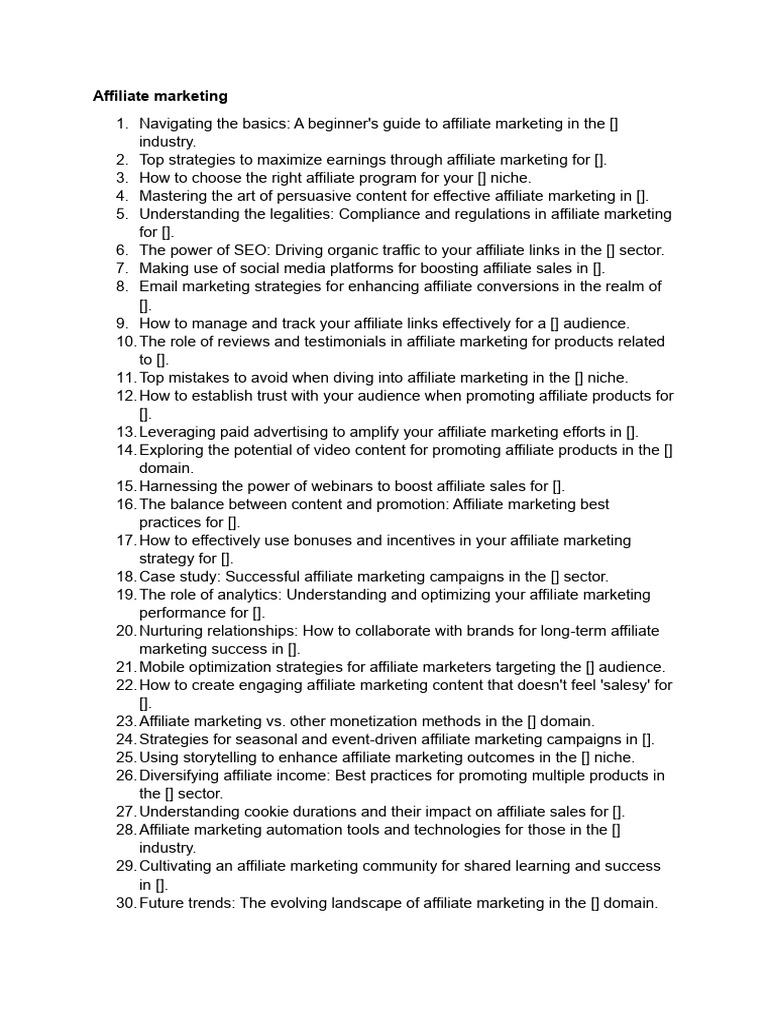 Comprehensive Guide to Affiliate Marketing | PDF | Affiliate Marketing ...
