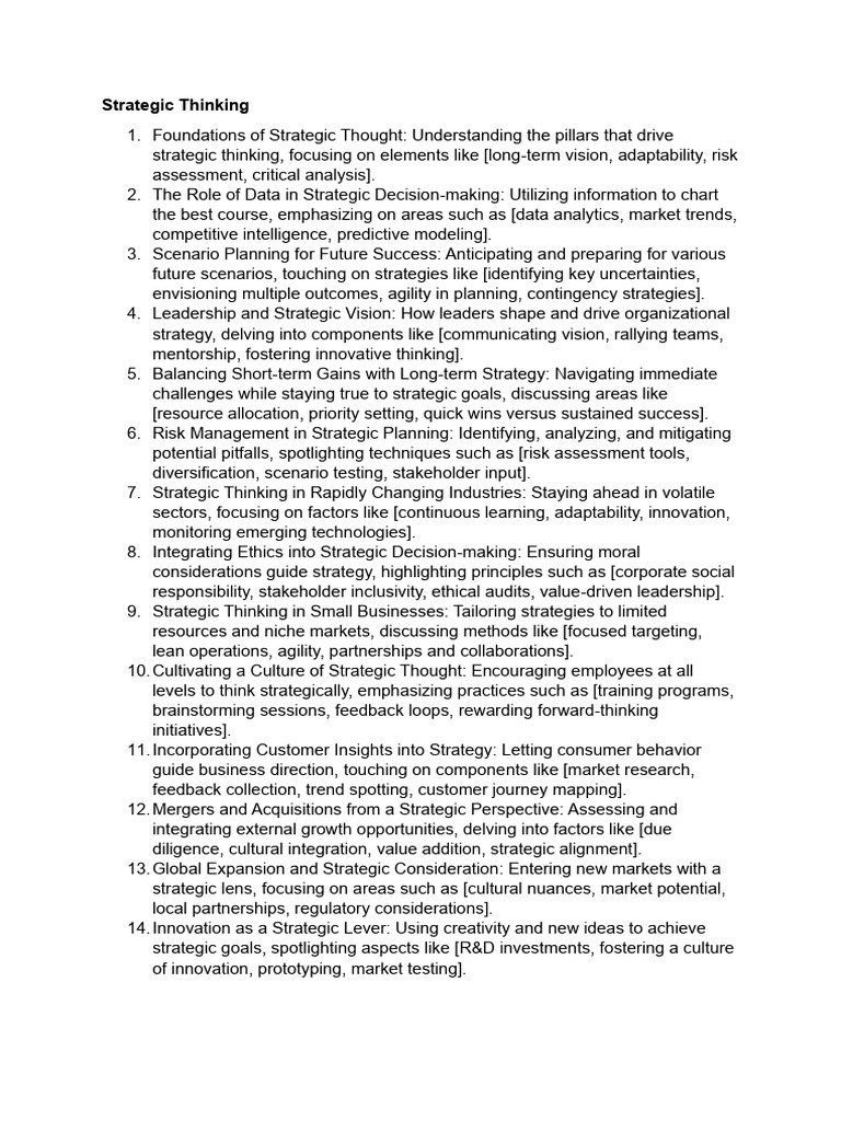 Mastering Strategic Thinking Techniques | PDF | Strategic Management ...