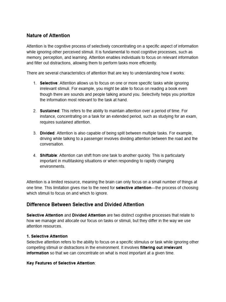 Understanding Selective and Divided Attention | PDF | Perception ...