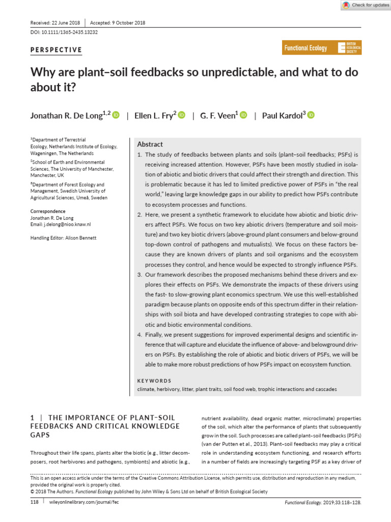 Why are plant soil feedbacks so unpredictable and what to do about it ...