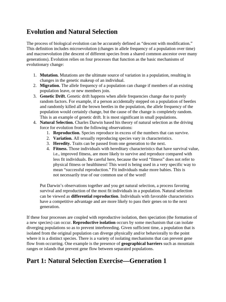 Understanding Evolution and Natural Selection | PDF | Evolution ...