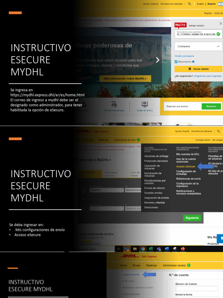 Guía para usar eSecure en MyDHL | PDF
