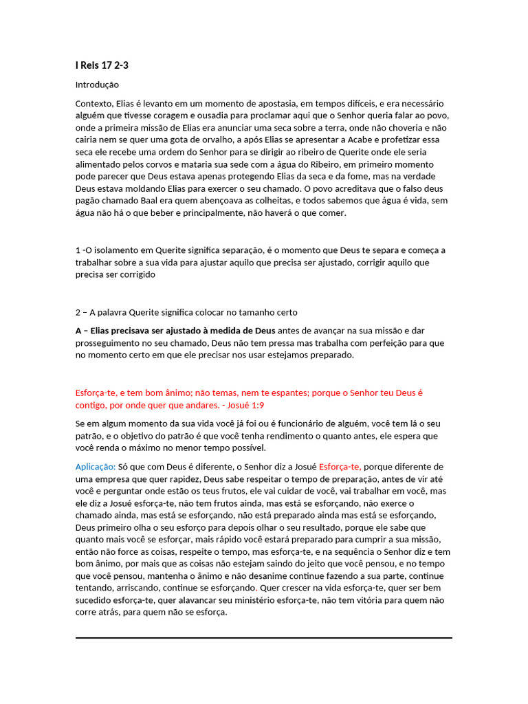 I Reis 17 2 Elias em Querite Sendo Moldado | PDF | Elias | Deus