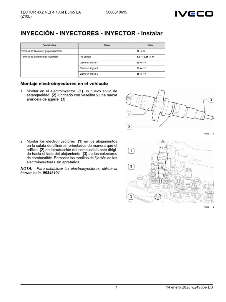 Instalación de Inyectores TECTOR 4X2 | PDF | Tornillo | Motores