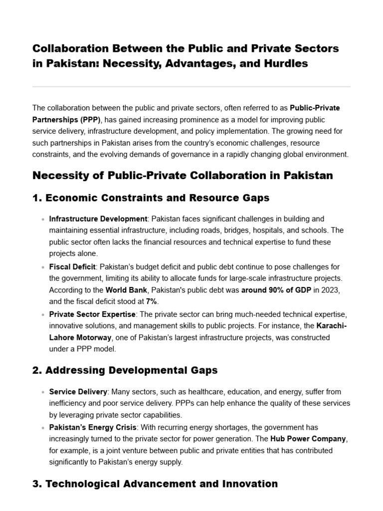 Collaboration Between The Public and Private Sectors | PDF | Public ...