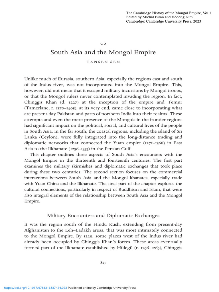 South Asia's Mongol Empire Encounters | PDF | Mongol Empire | Genghis Khan