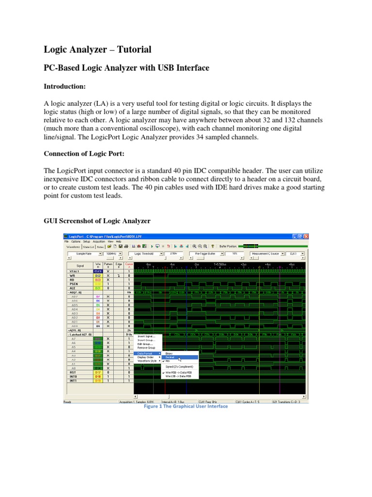 Logic Analyzer Tutorial PDF Graphical User Interfaces Usb