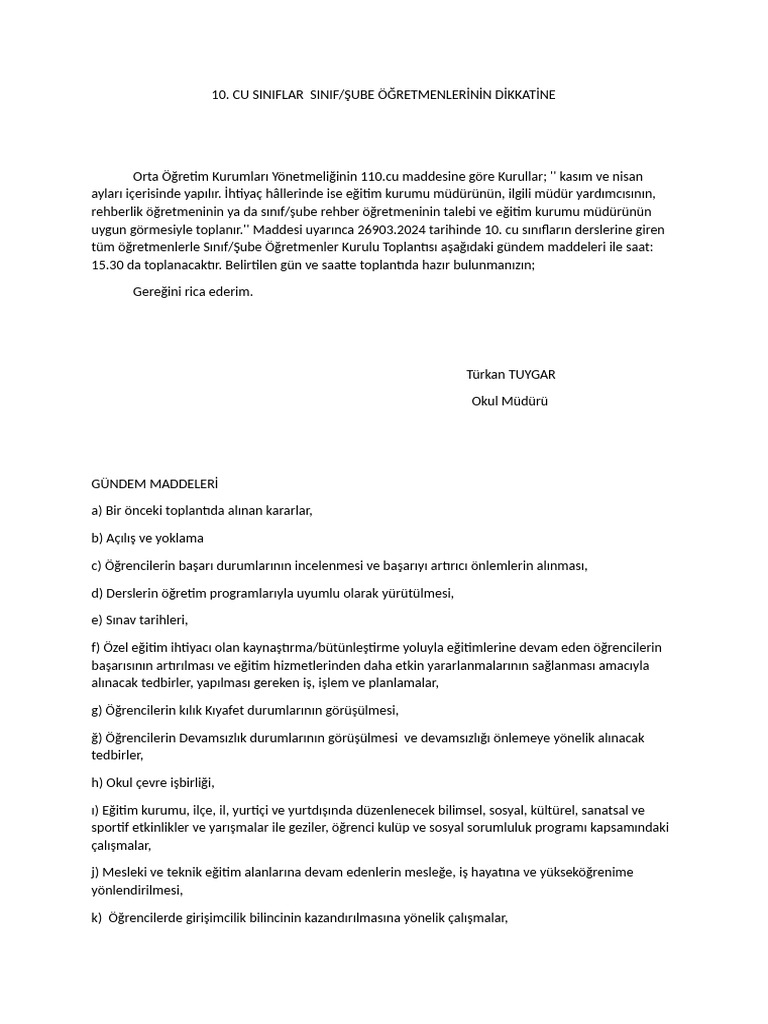 Şök Gündem Maddeleri Örnek | PDF