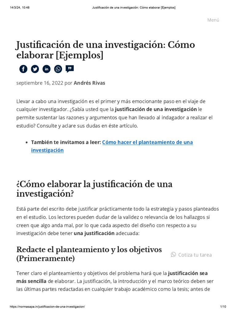 Cómo elaborar la justificación de una investigación | PDF | Conocimiento