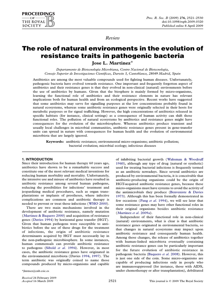 Natural Environments and Antibiotic Resistance | PDF | Drug Resistance ...