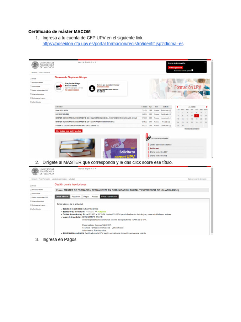 Cómo obtener el certificado de máster MACOM | PDF
