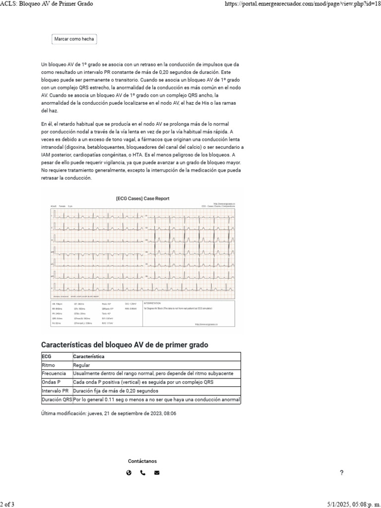 ACLS - Bloqueo AV de Primer Grado | PDF | Electrocardiografia ...