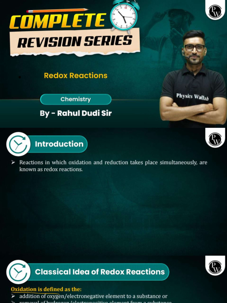 Redox Reactions Class Notes Pdf