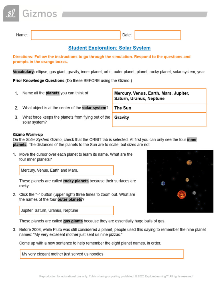 Nathan Davis - Solar System Gizmo Part A - 10308447 | PDF | Planets ...