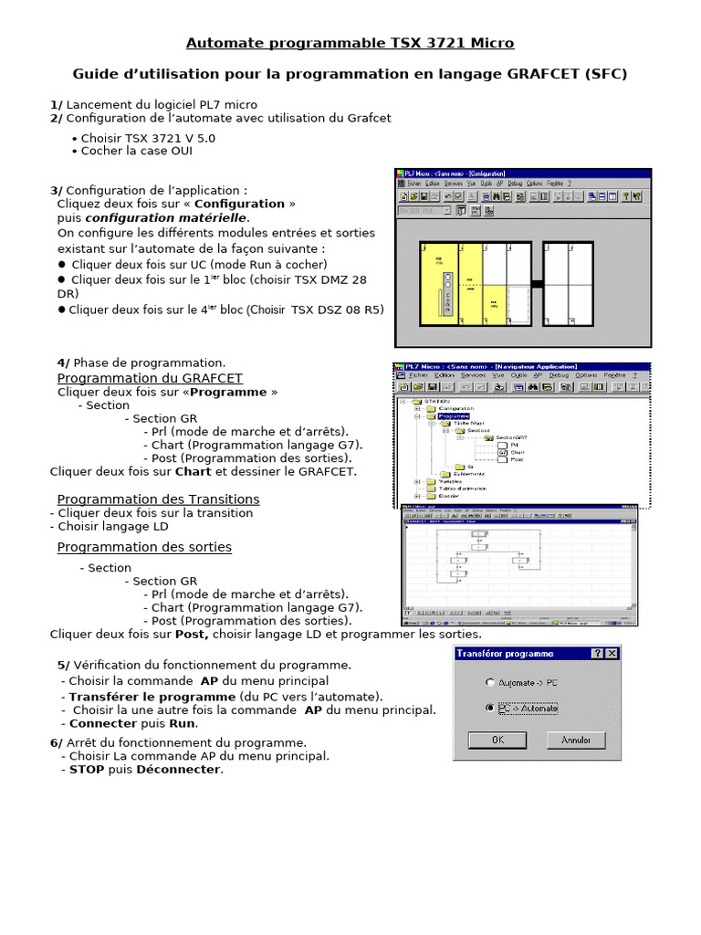 Programmation TSX 3721 en GRAFCET | PDF