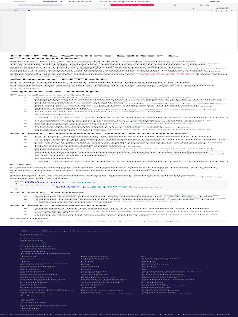 HTML Online Editor (Compiler, Interpreter & Runner) | PDF | Html ...