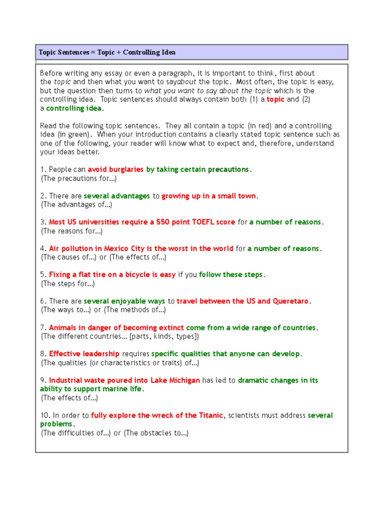 Crafting Effective Topic Sentences | PDF