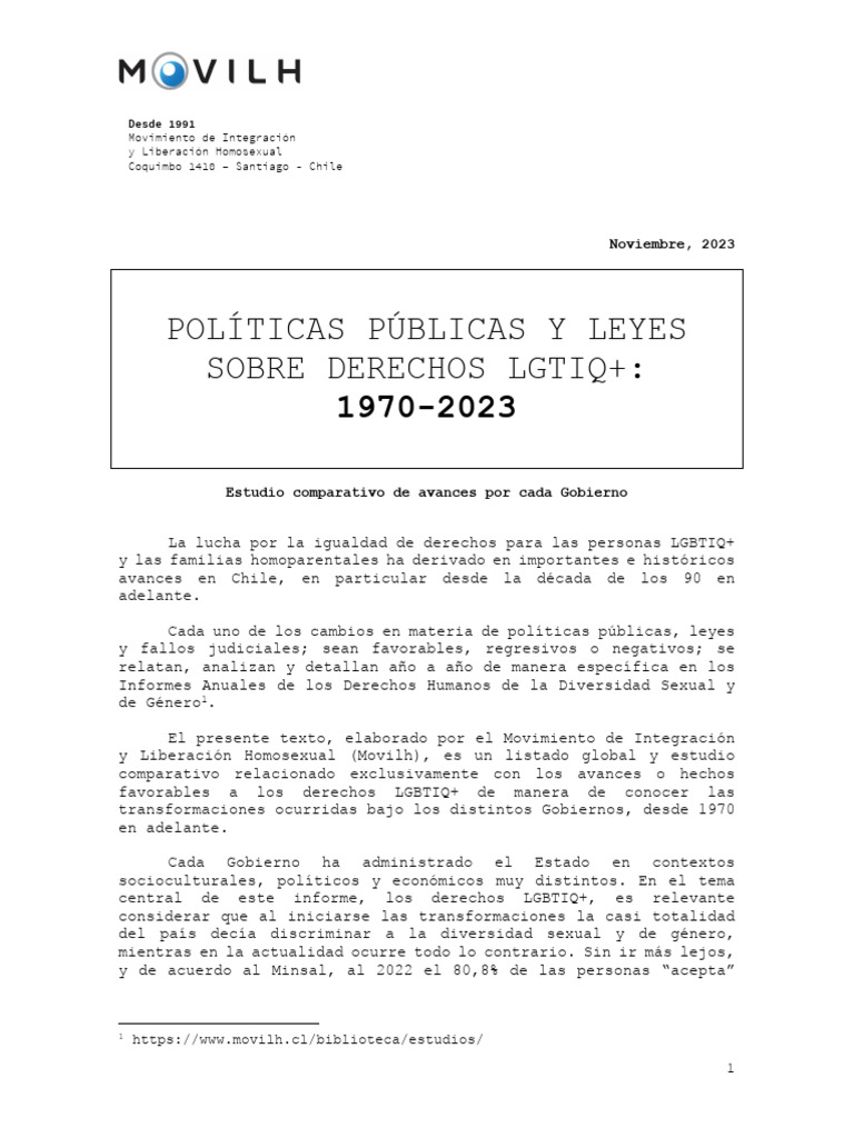 Avances LGTIQ+ en Chile: 1970-2023 | PDF | Homosexualidad | Chile