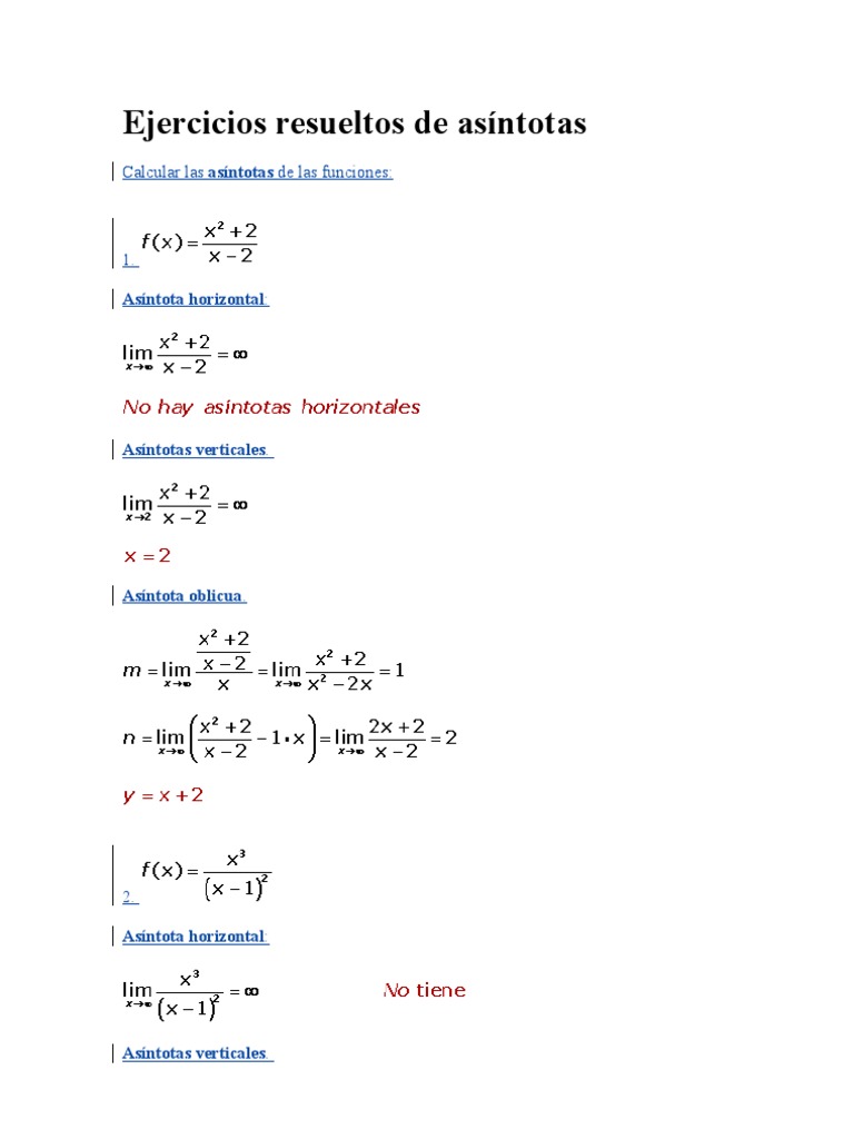 Ejercicios Resueltos de Asíntotas | PDF