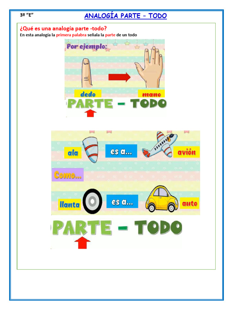 Analogías Parte-Todo: Ejemplos y Práctica | PDF