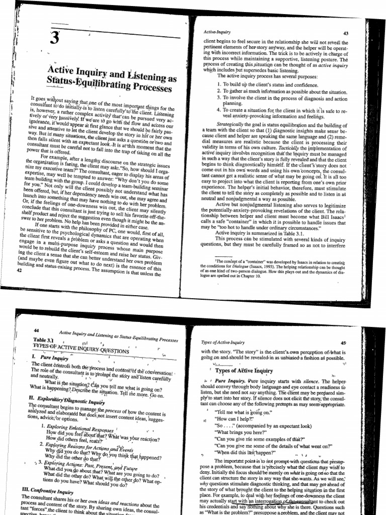 Schein-Ch.3 (Active Inquiry & Listening) | PDF
