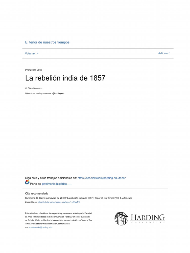 Indian Rebellion of 1857 | PDF | Raj británico | Rebelión india de 1857