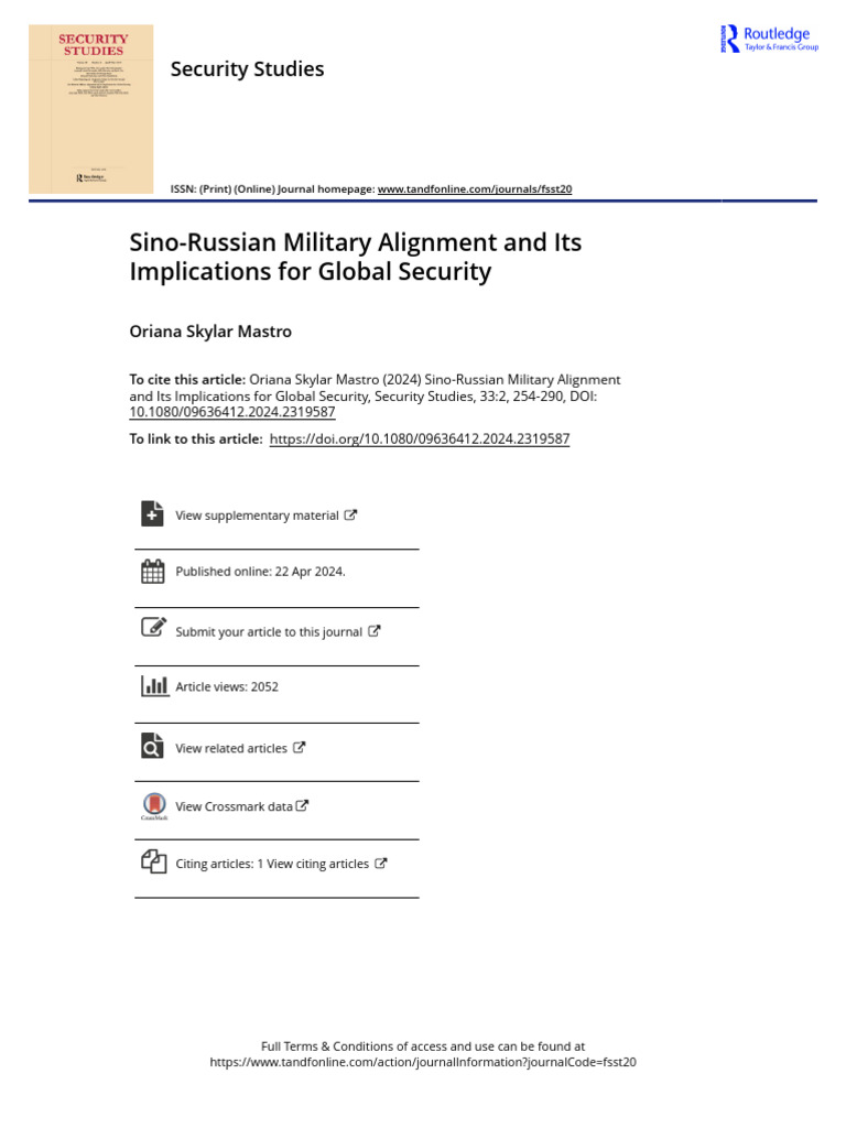 Sino-Russian Military Alignment Insights | PDF | Great Power | China
