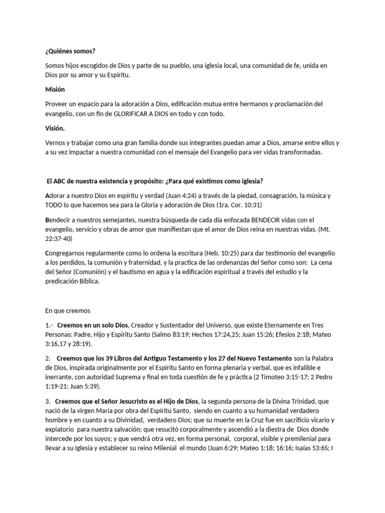 Vision y Mision de La Iglesia | PDF | Cristo (título) | espíritu Santo