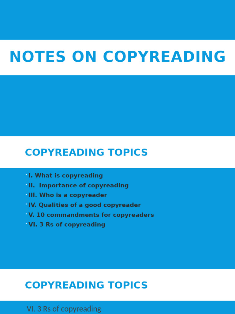 Essential Guide to Copyreading Skills | PDF | Copy Editing | Verb