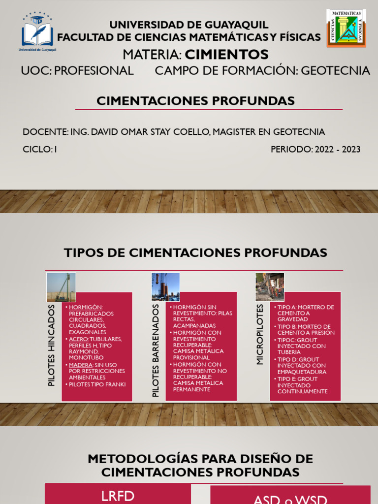 Cimentaciones Profundas | PDF | Fundación profunda | Componentes