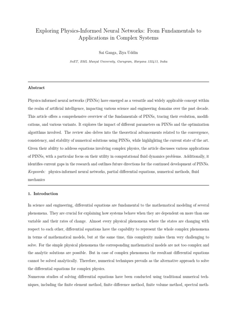 Exploring physics informed neural networks from fundamentals to