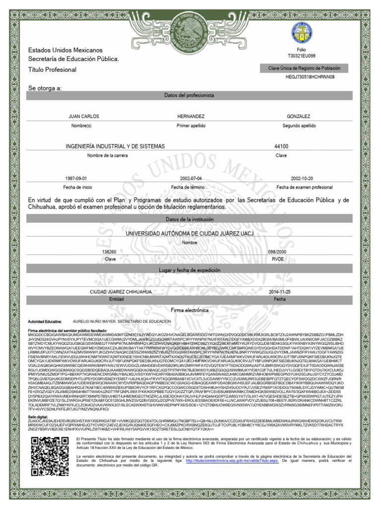 Título Profesional en Ingeniería Industrial | PDF