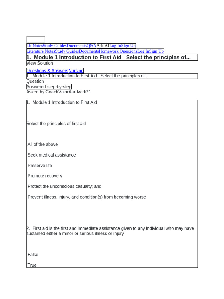 Lit NotesStudy GuidesDocumentsQ | PDF | Cardiopulmonary Resuscitation ...